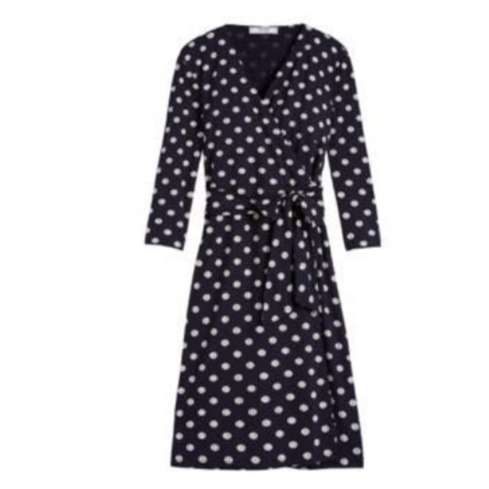 🌸2/$25 NWT Black White Sade New York Martey Knit Wrap Dress Polka Dot